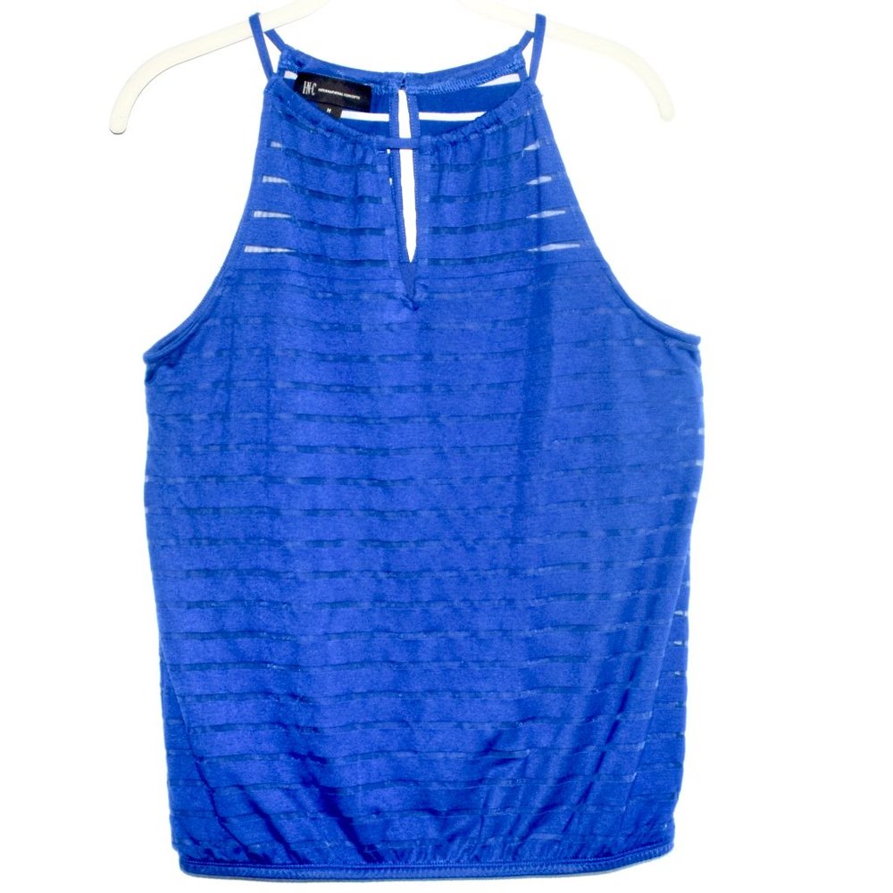 NEW INC International Concepts Blue Sleeveless Halter Blouse - Medium